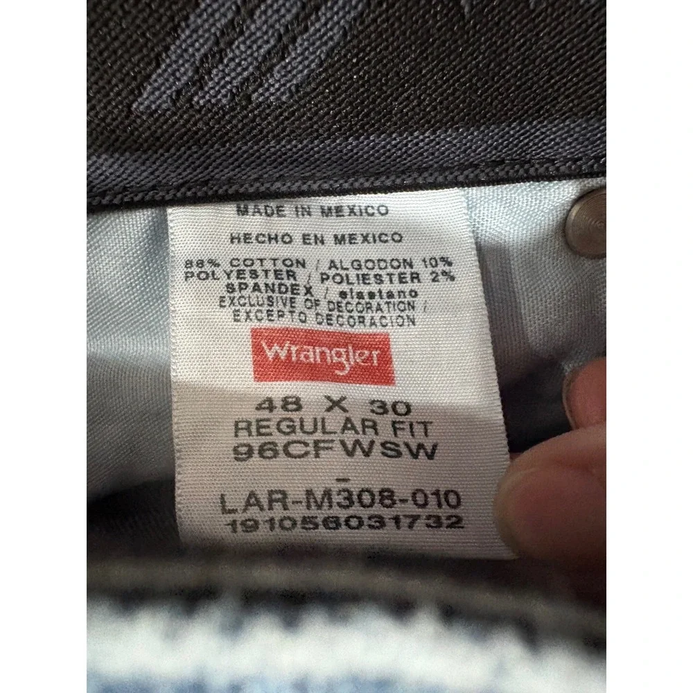 Wrangler Regular Fit Comfort Flex Waist Jeans Mens 48x30 Blue Denim 96CFWSW